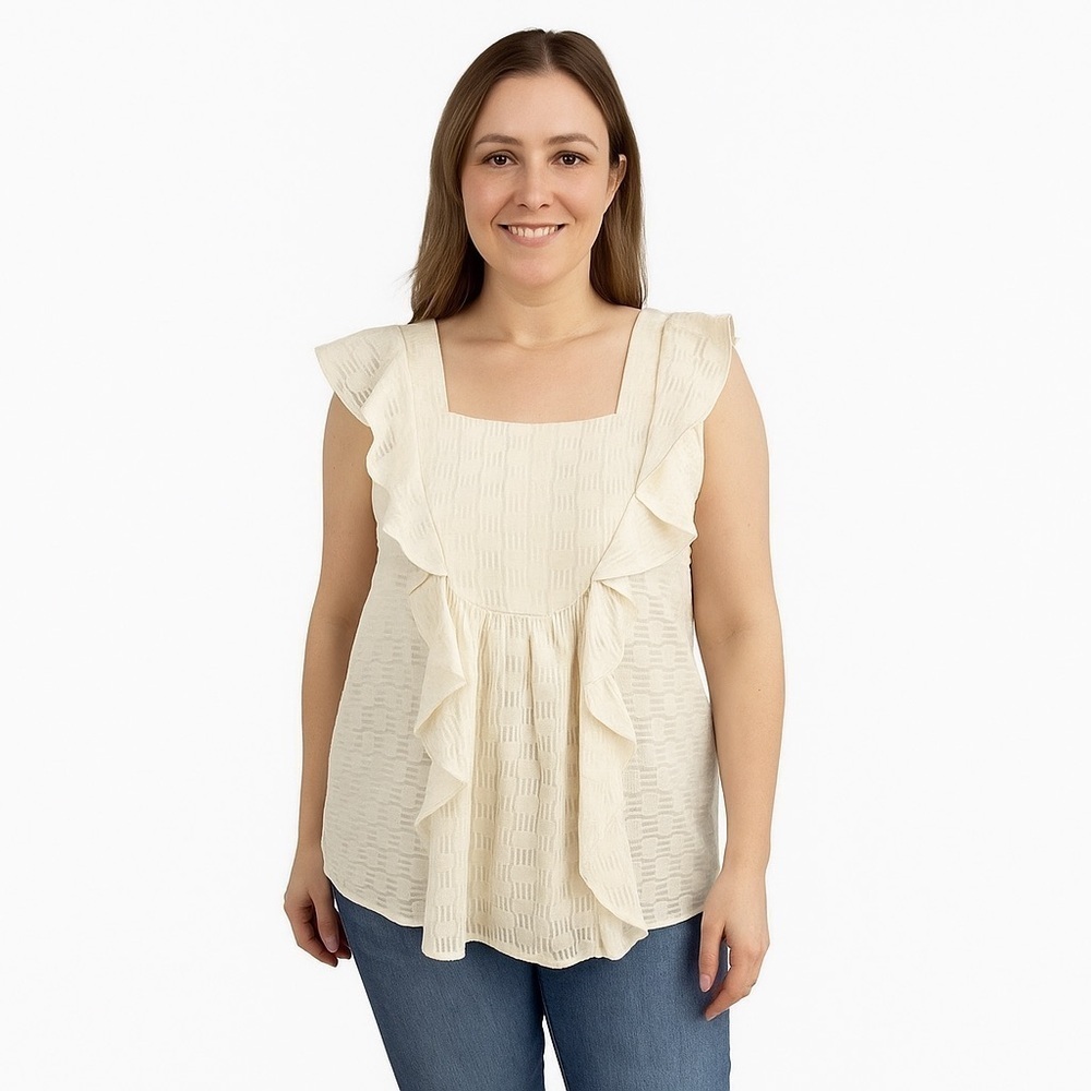 Rebecca Minkoff Semi Sheer Ivory Top Size XS